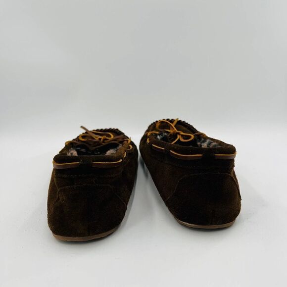 Minnetonka Women's Leopard Slipper Moccasins Brown Suede Size 9  E 5 - Picture 12 of 13